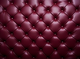 Close-up of purple leather upholstery with tufted buttons