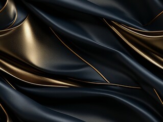 Fototapeta premium Abstract black and gold swirl on a black background