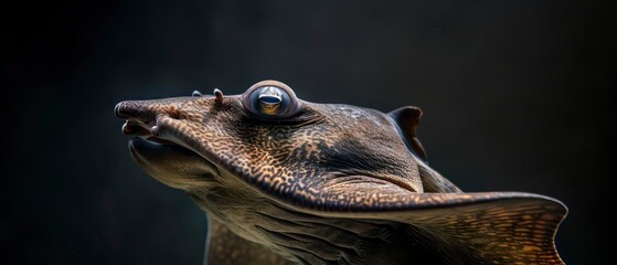 Stingray, showcasing its smooth body and watchful eye, adapted for life in the ocean's depths
