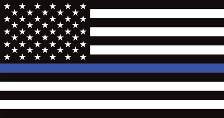 thin blue line american flag, vector graphic design