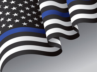 thin blue line american flag, vector graphic design