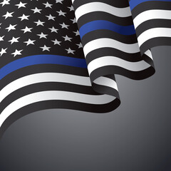 thin blue line american flag, vector graphic design
