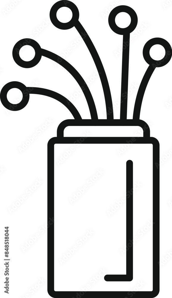Poster line icon representing an optic fiber cable connecting to a server, symbolizing network connection a
