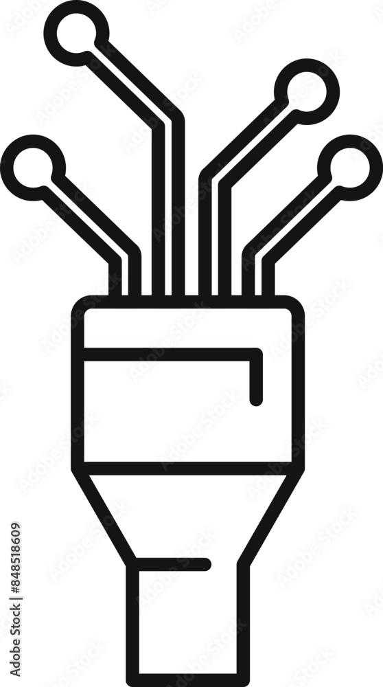 Aufkleber electronic device connecting through multiple wires, illustrating the concept of modern technology