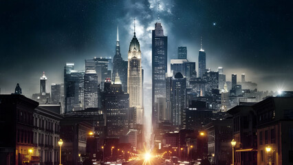 Obraz premium Urban Constellation Symphony A Photorealistic Nightscape
