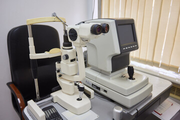 The latest optical equipment can be found in a contemporary eye examination room
