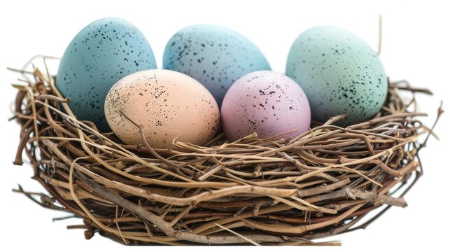 Pastel Easter eggs in a bird s nest
