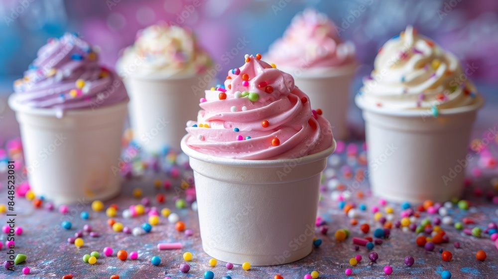 Aufkleber an array of soft serve ice creams with colorful sprinkles, symbolizing indulgence and happiness