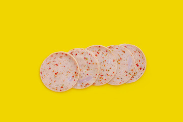 Spicy sliced bologna sausage with chili © Bowonpat