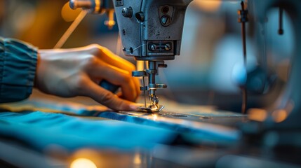 Fototapeta premium Close-Up of a Sewing Machine in Action