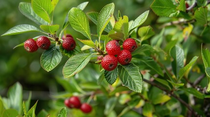 Red bayberry or wax myrte Morella rubra. Generative Ai