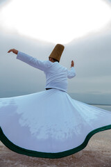 Sunset and whirling at the sea, sufi. sufi whirling (Turkish: Semazen) is a form of Sama or physically active meditation which originated among Sufis.