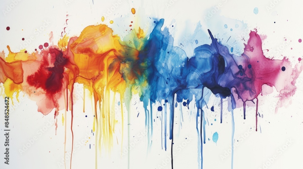 Poster artistic abstract background watercolor mixing with many color in ink texture. the painting fills mo