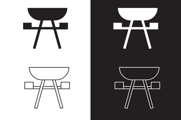  Bench and picnic table vector symbol. vector illustration. Simple picnic table vector. silhouette simple picnic table vector icon on a white background.
