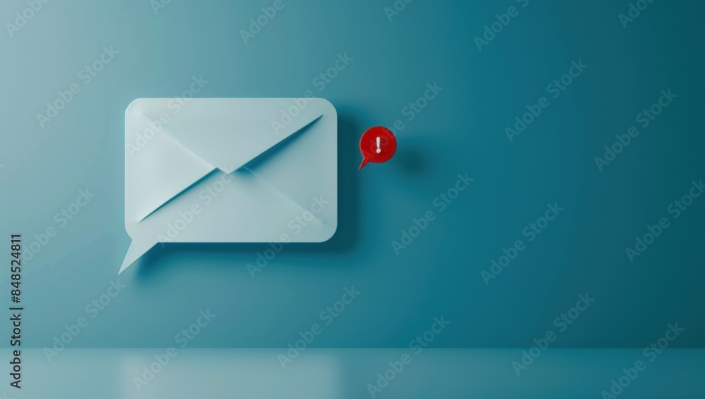 Poster a white text bubble with an envelope icon and one red focus on the right side for indicating new mes