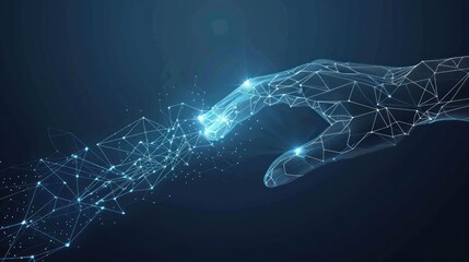 Futuristic Human Hand Touching with circuit big data technology. AI generated image