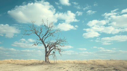 Concept of lifeless tree Symbolizing mortality quietness and lack of endurance