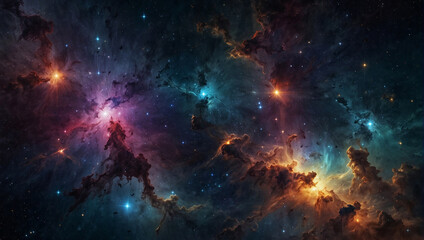 Naklejka premium Infinite space full of stars and nebulae - Generative AI