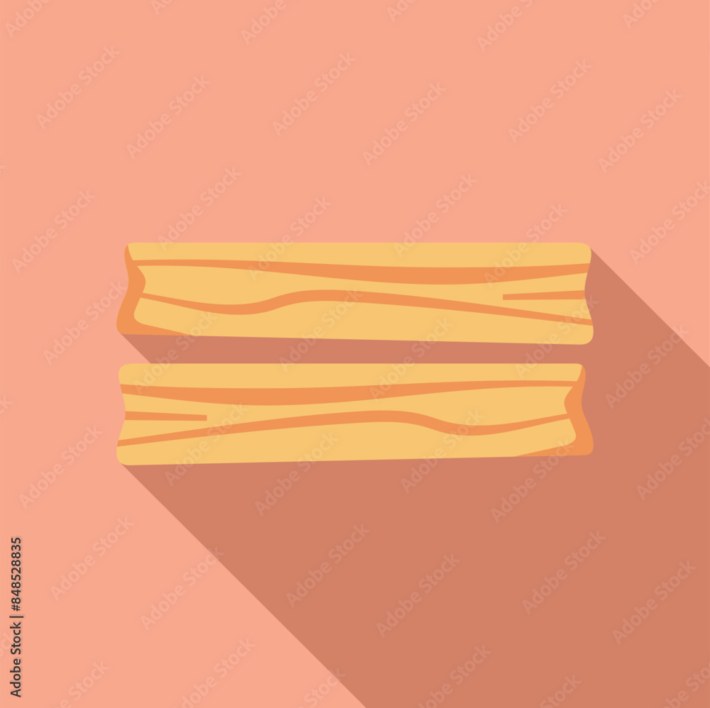 Aufkleber two wooden planks creating an empty shelf on a pink background with a long shadow