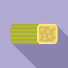 Green wasabi roll icon in flat style with long shadow on a purple background