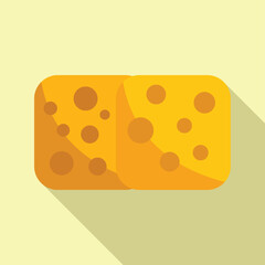 Big piece of yellow cheese with holes is lying on a surface, casting a shadow