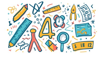 Hand drawn math symbols icon in flat style. Mathematics formula vector illustration on isolated background