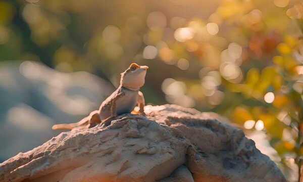 Sunbathing lizard on a rock 4K Video