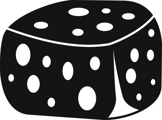 Black and white icon of a block of swiss cheese with large holes