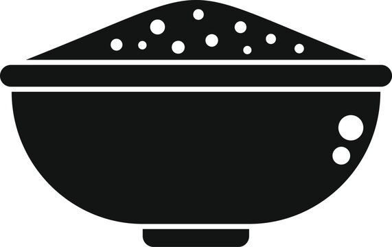 recommend clip art: Black silhouette icon of a full bowl of flour for baking bread and cooking delicious food at home