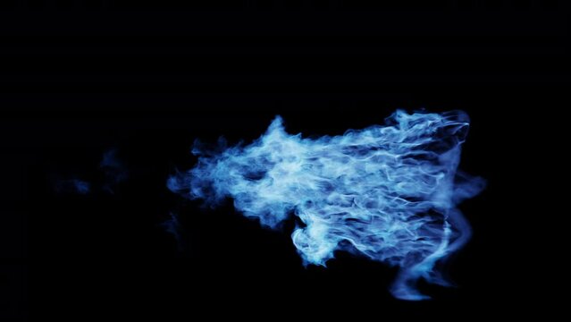 Blue fire man running VFX element - Figure of a man in a run cycle - 4K Pro Res with mask pass