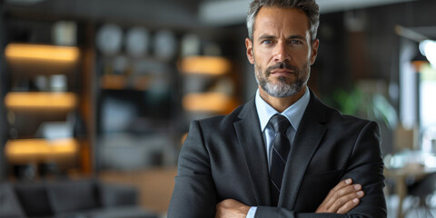 Fototapeta premium Confident Businessman with Blue Eyes