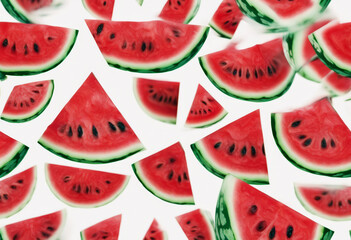 Slices of Watermelon on a White Background