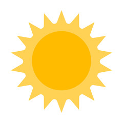 Sun. Yellow icon on white background. Vector illustration. Sun icon in simple style on a white background