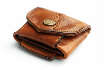 Leather Wallet with Cash and Credit Cards Isolated on White Background