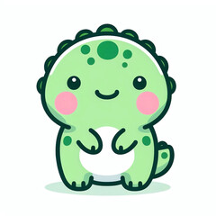 Fototapeta premium Cute green alien monster dinosaur character cartoon style