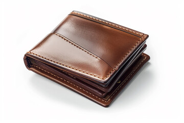 Leather Wallet with Cash and Credit Cards Isolated on White Background