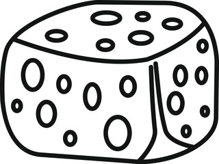 Simple illustration of a large piece of cheese with big holes, isolated on a white background