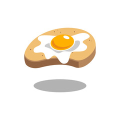 fried egg on toast vector illustration clipart sunny side up with bread isolated on white background