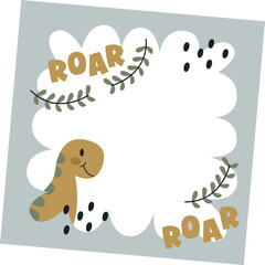 Dinosaur Square Childish Frame