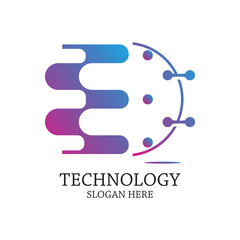 Technology logo design simple concept Premium Vector