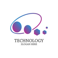 Technology logo design simple concept Premium Vector