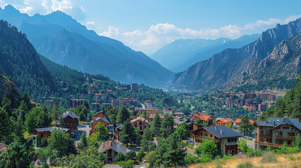 Fototapeta premium Andorra la Vella, Andorra city created with Generative AI technology