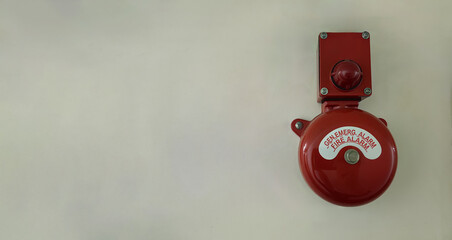 Emergency Fire alarm electric bell with copy space
