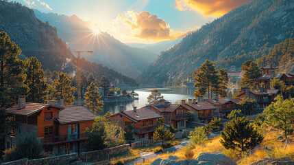 Andorra la Vella, Andorra city  created with Generative AI technology