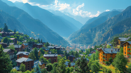 Fototapeta premium Andorra la Vella created with Generative AI technology
