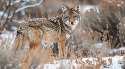Obraz premium A mature Coyote searching for a complimentary meal