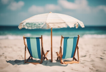 Beach Umbrella With Beach Chairs on Beach