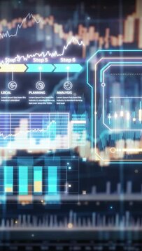 Infographics depicting stock market trends in motion.