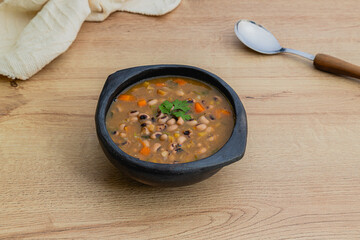 black eyed peas soup on traditional chamba clay bowl