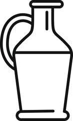Black and white line art icon of a bottle of olive oil, perfect for projects related to cooking, food, and mediterranean cuisine